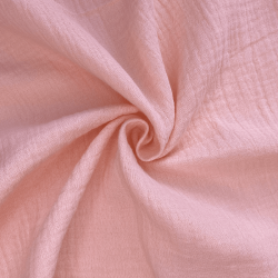 Ткань Муслин Жатый, цвет Нежно-Розовый (на отрез)  в Бердске