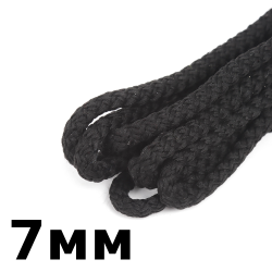 Шнур с сердечником 7мм, цвет Чёрный (плетено-вязанный, плотный)  в Бердске